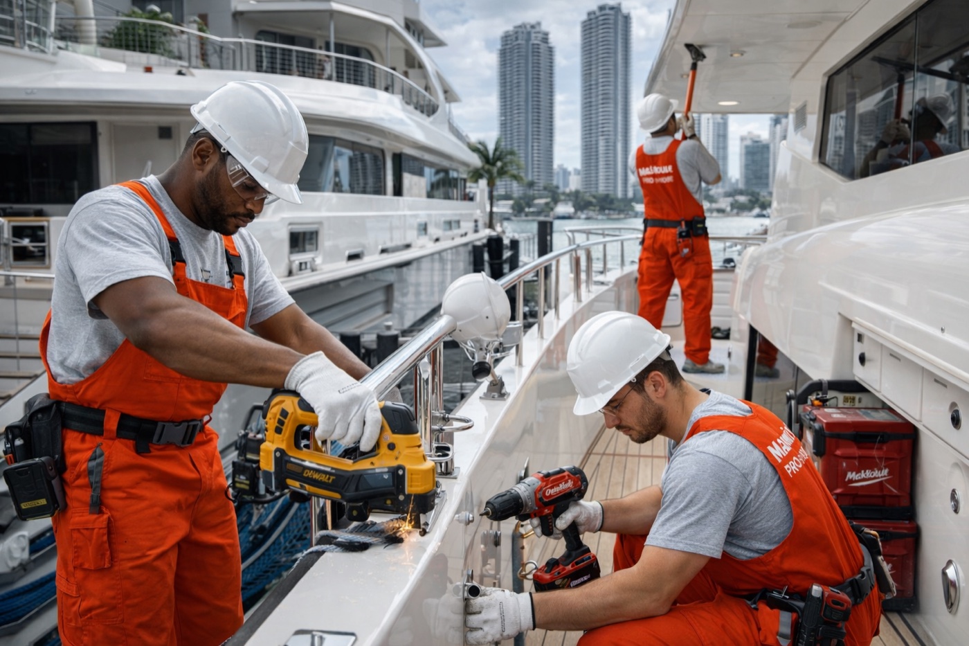 Miami Handyman Pro crew working on Miami waterfront project